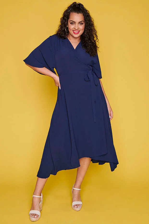 Mandy Navy Wrap Dress