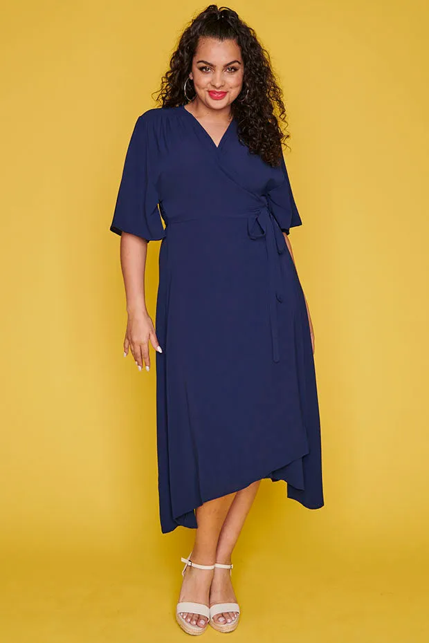 Mandy Navy Wrap Dress