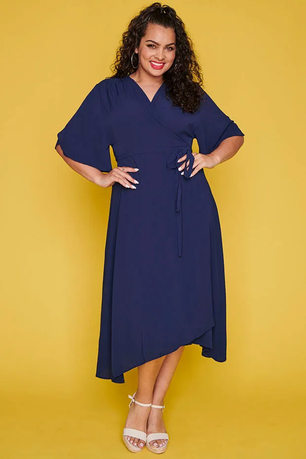 Mandy Navy Wrap Dress