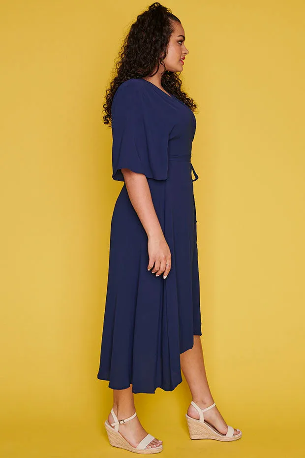 Mandy Navy Wrap Dress