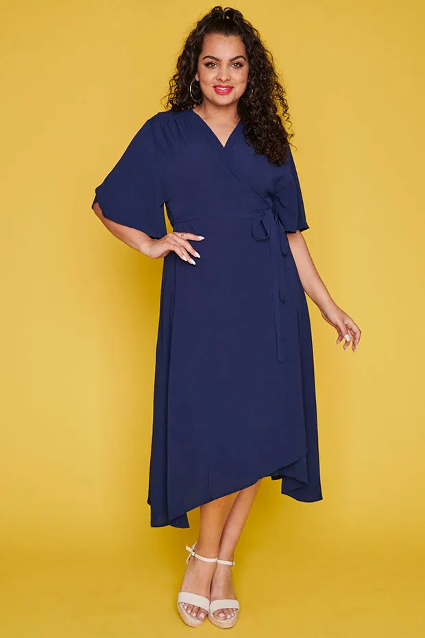 Mandy Navy Wrap Dress