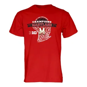 Maryland Terrapins 2020 BIG 10 Basketball Champions Net Red T-Shirt