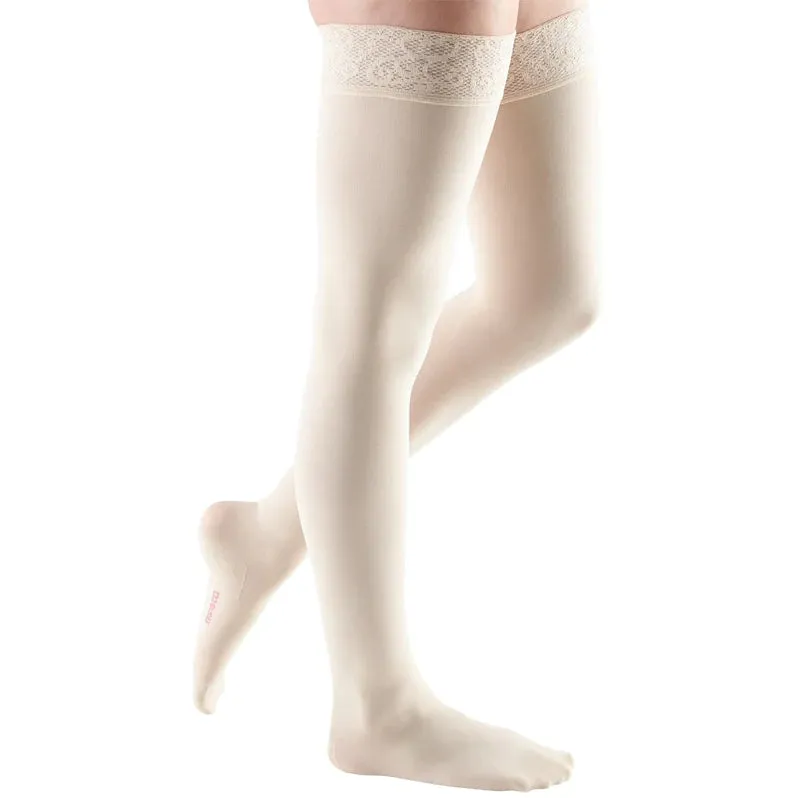 Medi Comfort 15-20mmHg Closed Toe Thigh Length w/Lace Silicone Top Band