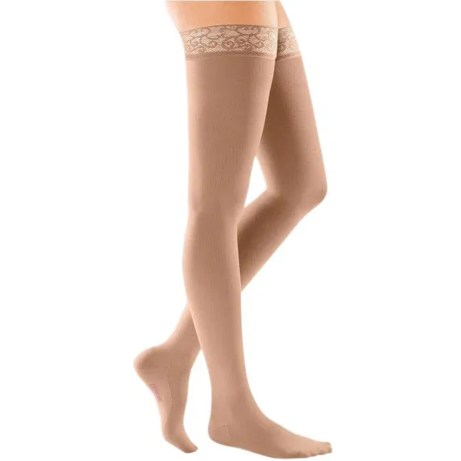 Medi Comfort 15-20mmHg Closed Toe Thigh Length w/Lace Silicone Top Band