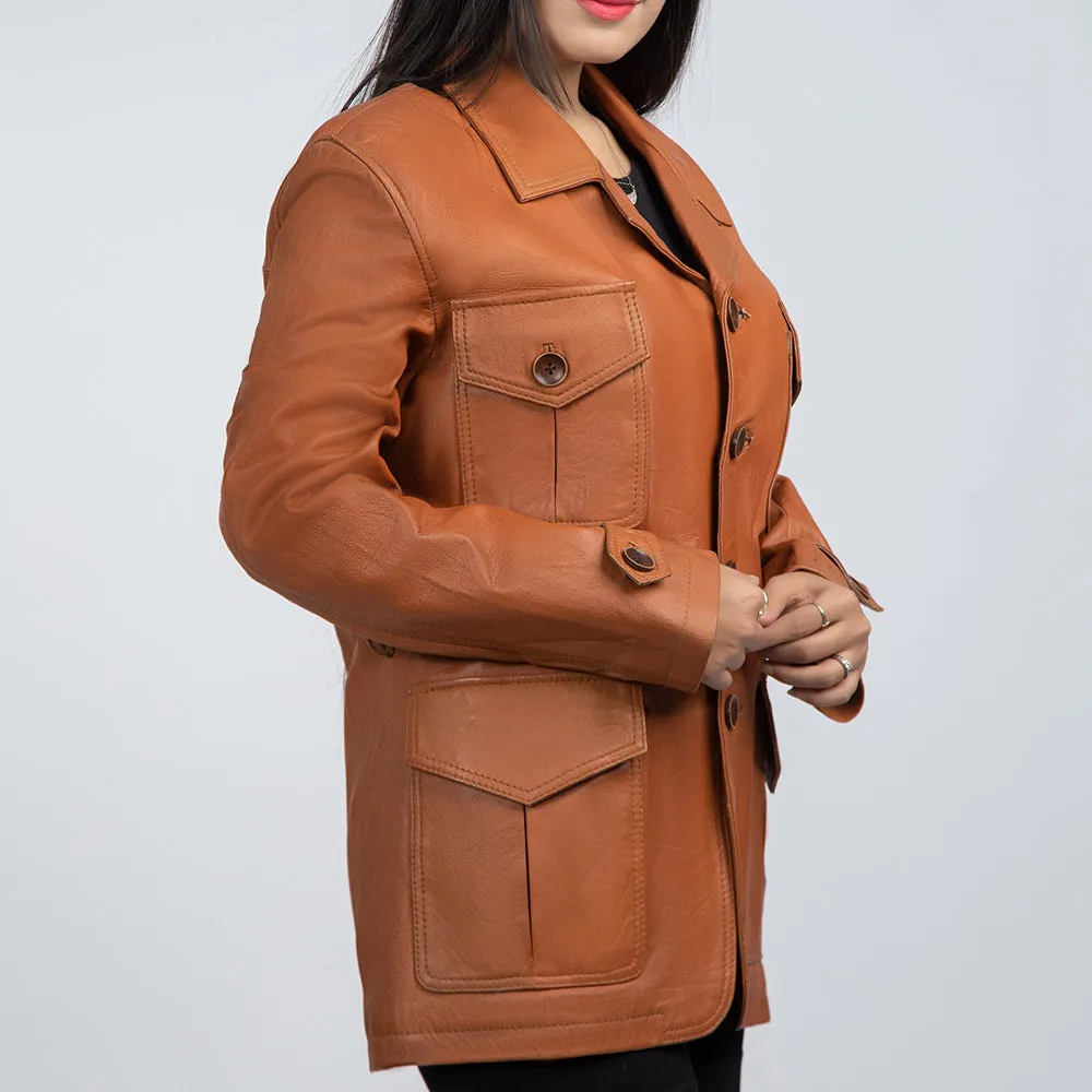 Michelle Brown Leather Blazer