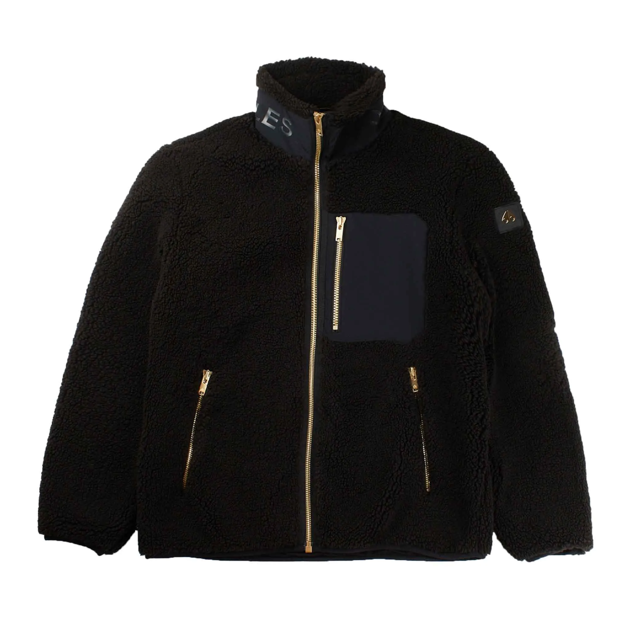 Moose Knuckles Mens Saglek Zip-Up Gold Fleece in Black