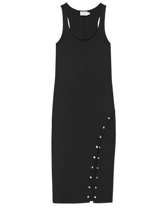 Nation Sevan Dress w/ Button Detail in Black