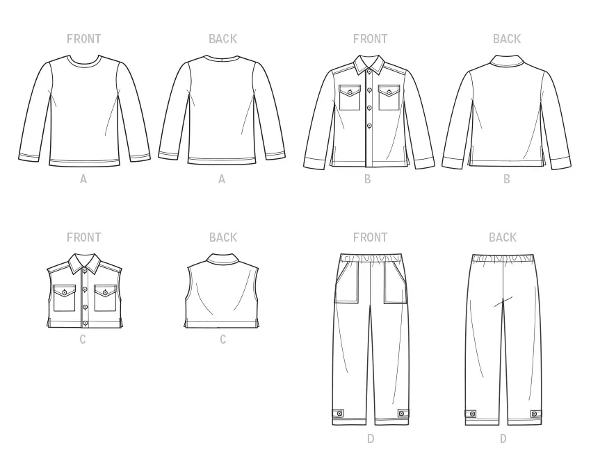 New Look Sewing Pattern 6746 Children's Top, Jacket and Cargo Pants