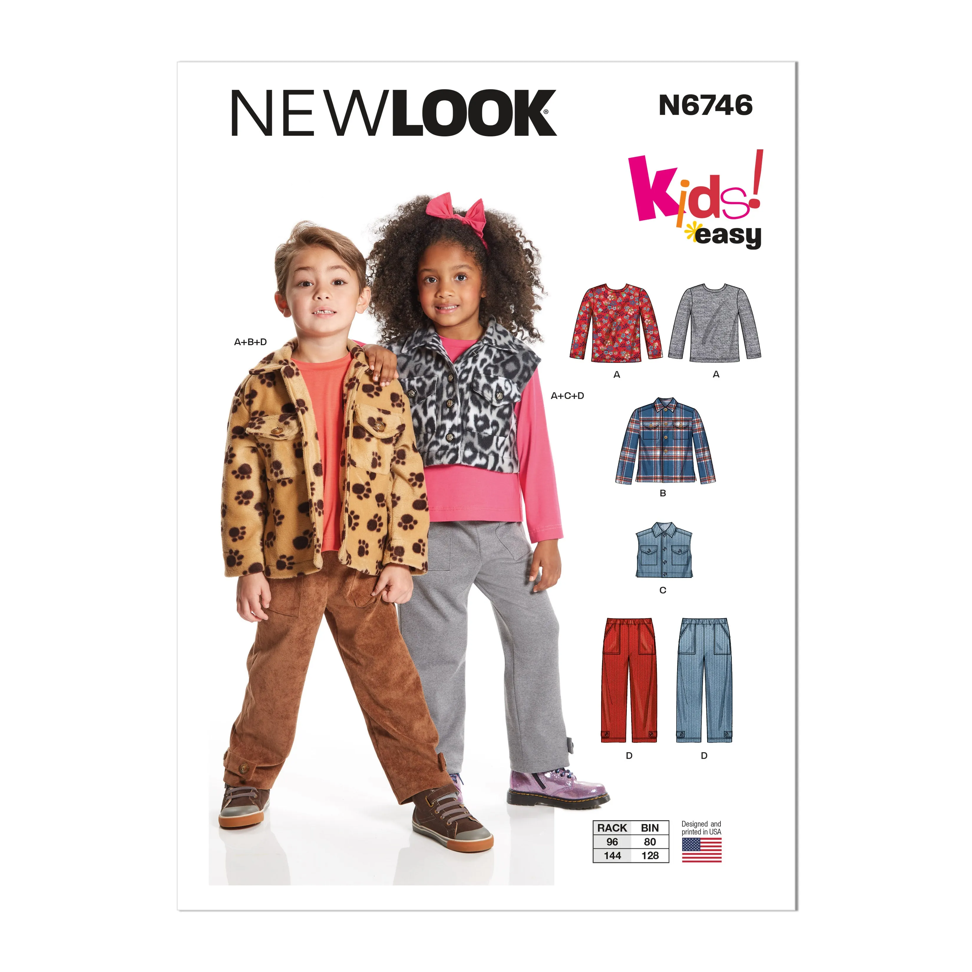 New Look Sewing Pattern 6746 Children's Top, Jacket and Cargo Pants