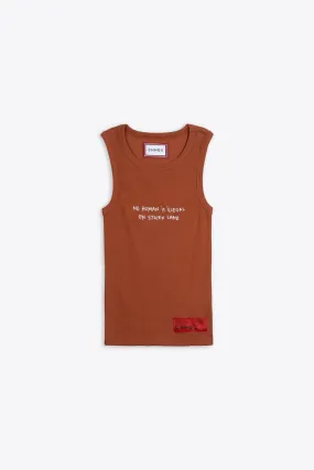 No Human is Illegal Heavyweight Rib Racer Tank (Clay)