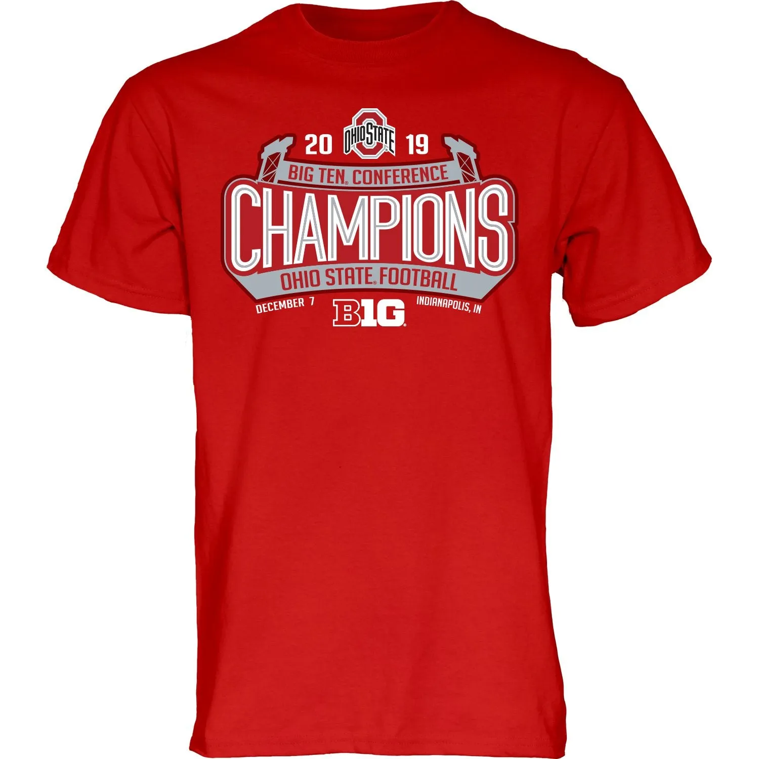 Ohio State Buckeyes 2019 Big 10 College Football Champions Red T-Shirt