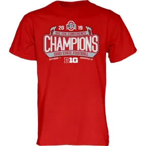 Ohio State Buckeyes 2019 Big 10 College Football Champions Red T-Shirt