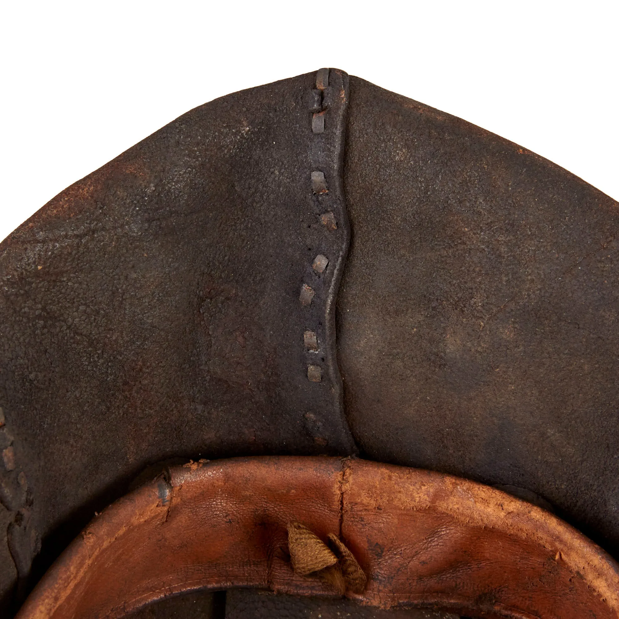 Original British WWI Rare “Leather Tanker Helmet of 1916” Complete With Liner and Chinstrap