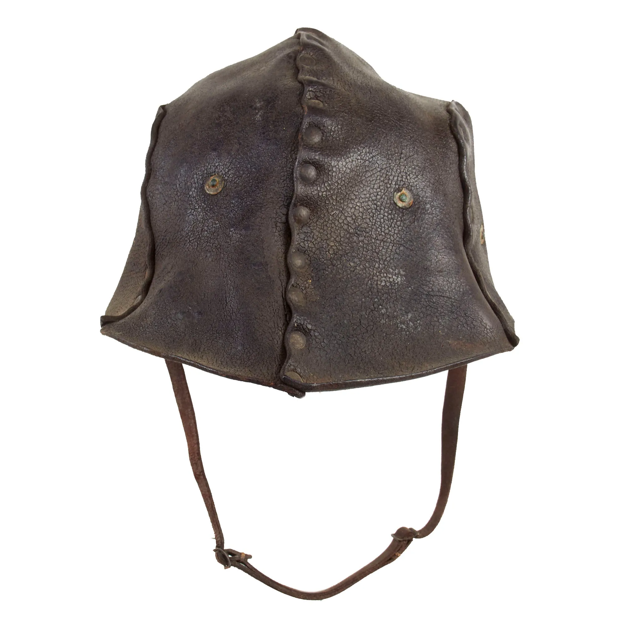 Original British WWI Rare “Leather Tanker Helmet of 1916” Complete With Liner and Chinstrap