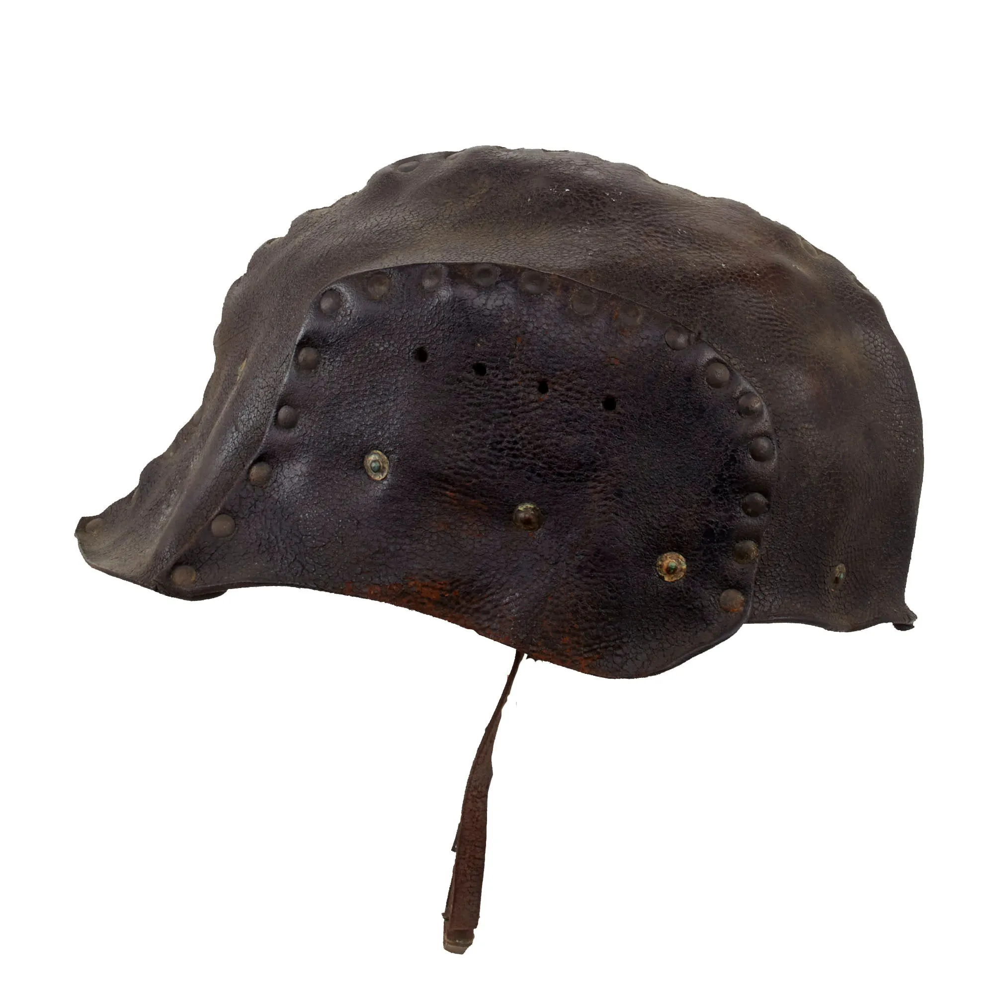 Original British WWI Rare “Leather Tanker Helmet of 1916” Complete With Liner and Chinstrap