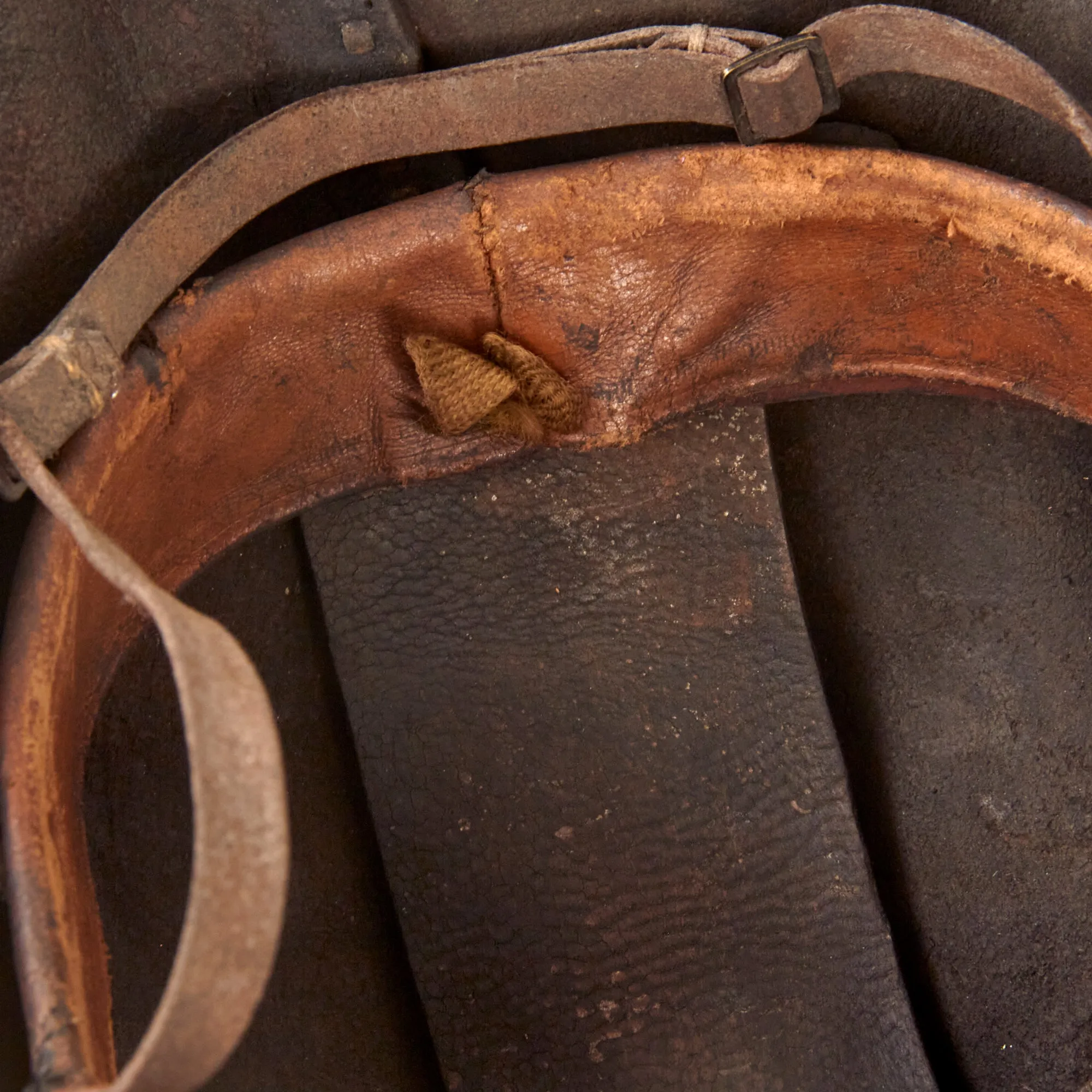 Original British WWI Rare “Leather Tanker Helmet of 1916” Complete With Liner and Chinstrap