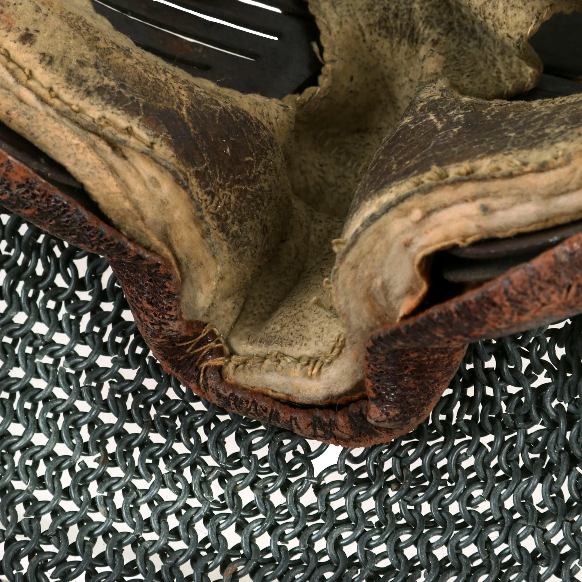 Original British WWI Tanker Leather Covered Splatter Mask with Chainmail Mouth Guard by Rury’s of Sheffield - Royal Tank Regiment