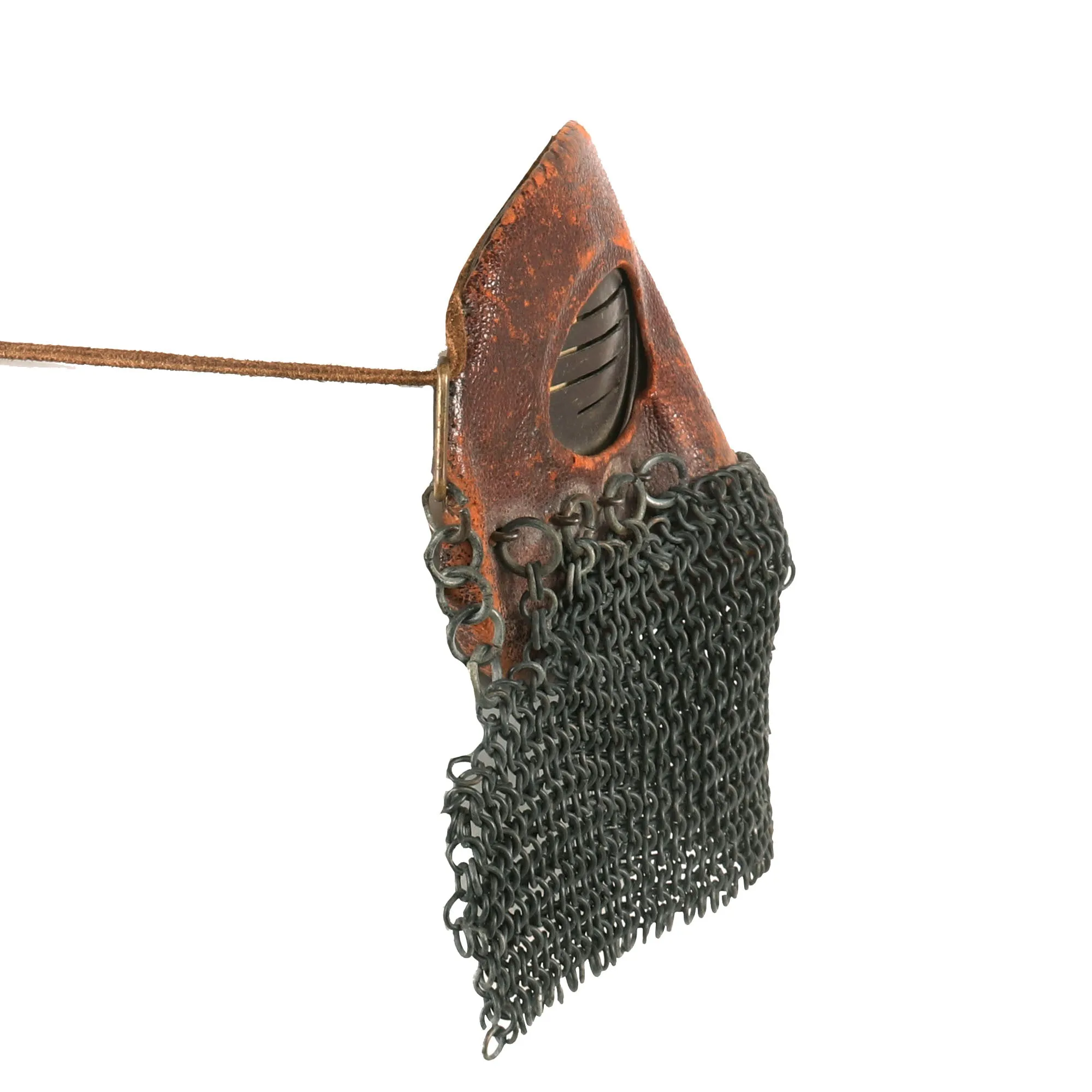 Original British WWI Tanker Leather Covered Splatter Mask with Chainmail Mouth Guard by Rury’s of Sheffield - Royal Tank Regiment