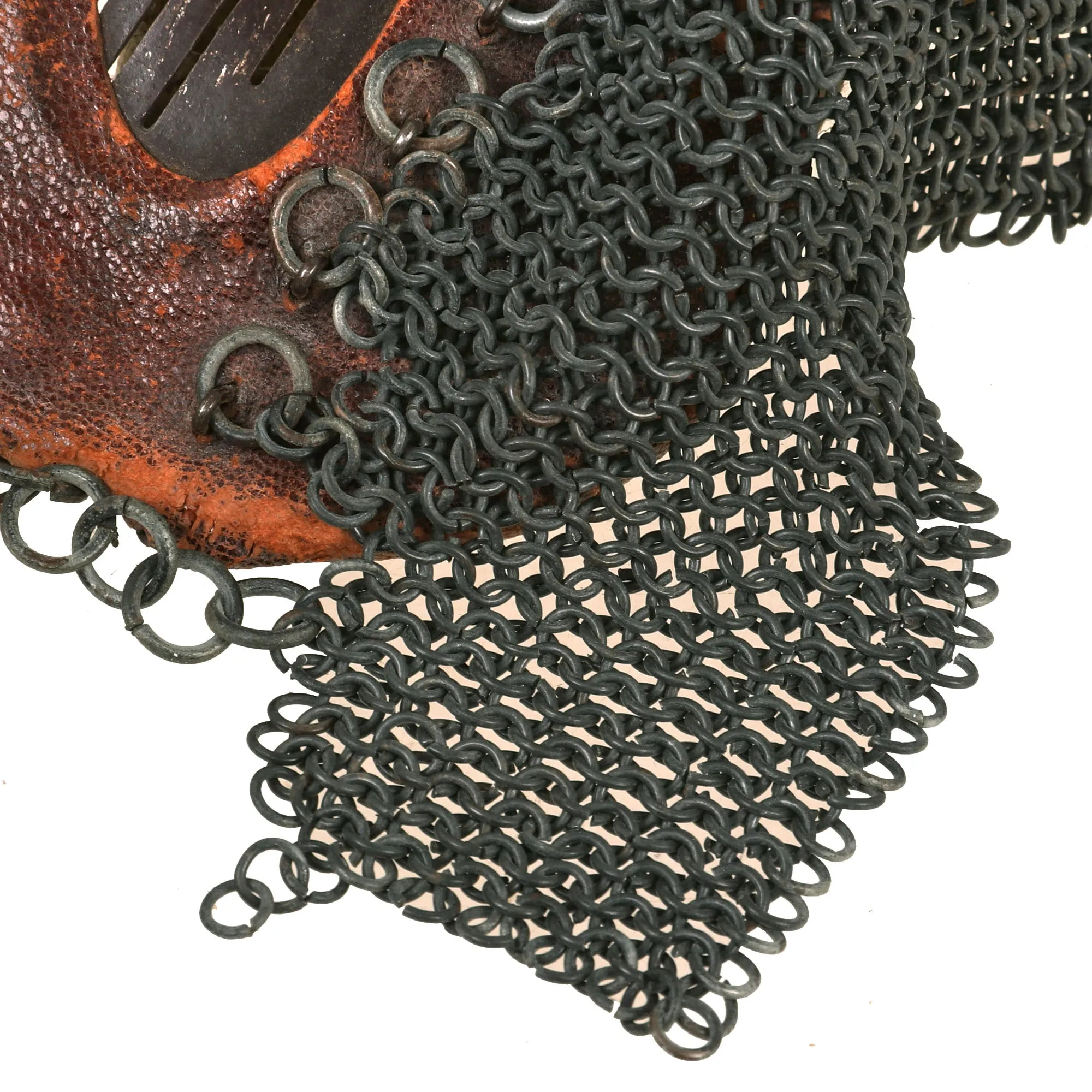 Original British WWI Tanker Leather Covered Splatter Mask with Chainmail Mouth Guard by Rury’s of Sheffield - Royal Tank Regiment