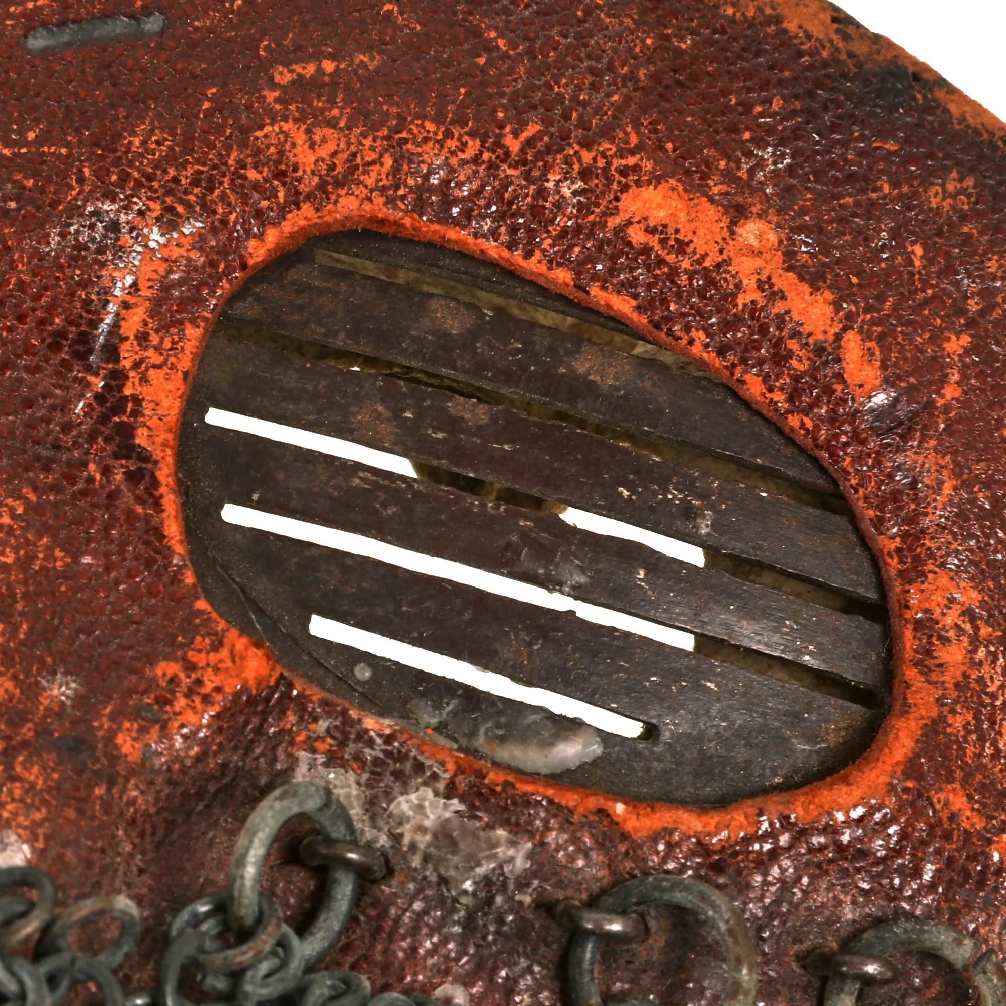 Original British WWI Tanker Leather Covered Splatter Mask with Chainmail Mouth Guard by Rury’s of Sheffield - Royal Tank Regiment