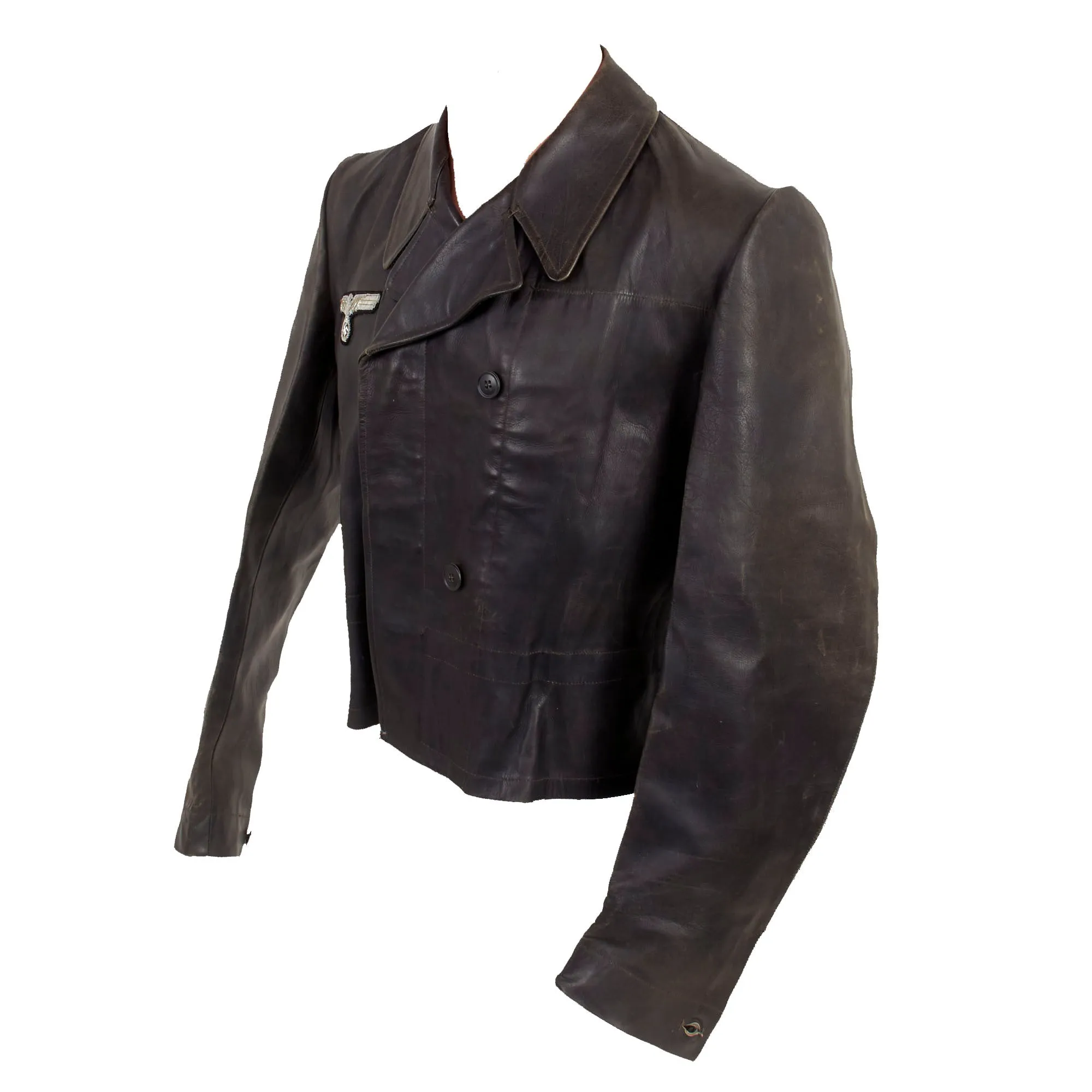 Original German Double Breasted Panzer Officer's Leather Jacket and Trouser Uniform Set with Boots - A.A.F. Tank Museum