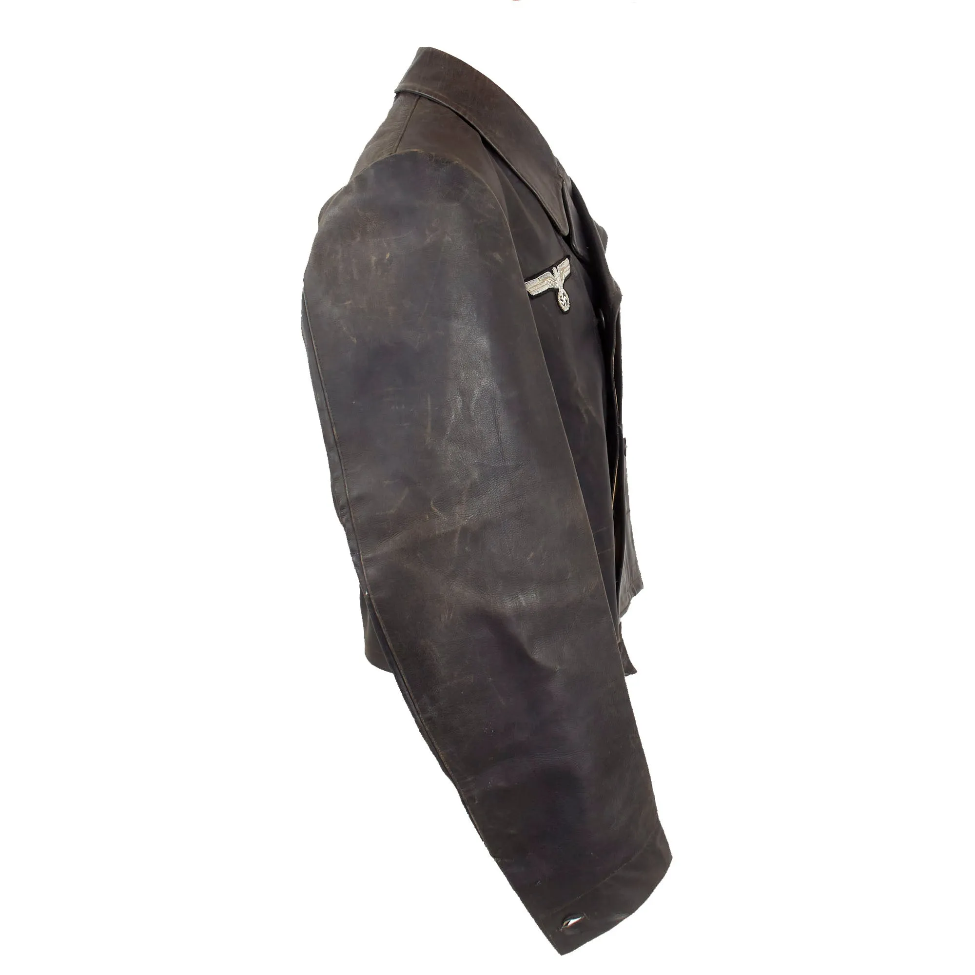 Original German Double Breasted Panzer Officer's Leather Jacket and Trouser Uniform Set with Boots - A.A.F. Tank Museum