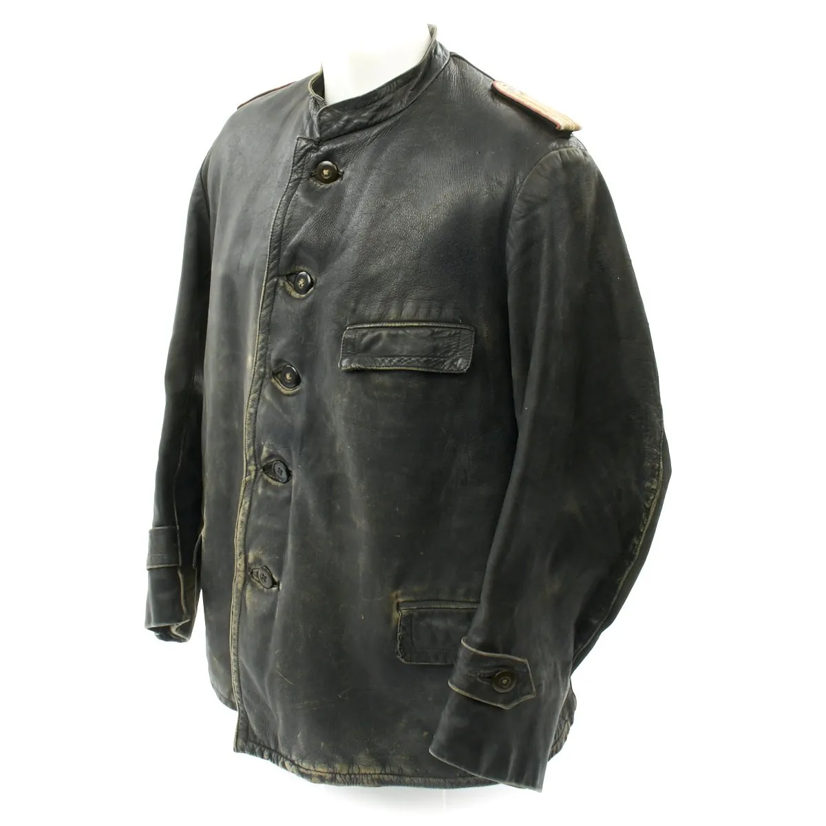 Original German WWII Panzer Officer Black Leather Jacket