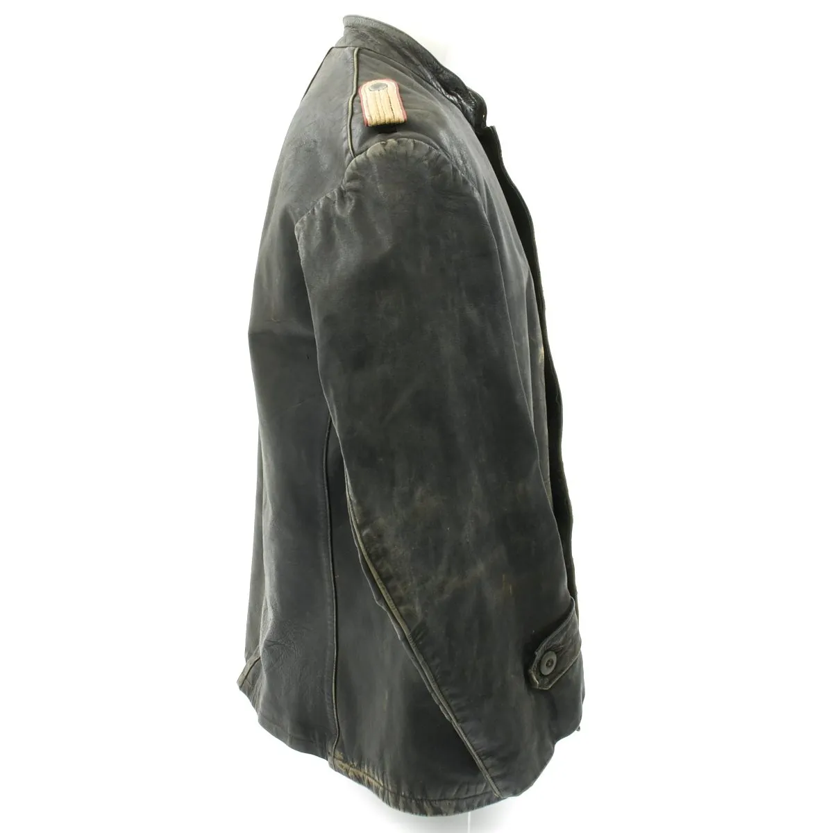 Original German WWII Panzer Officer Black Leather Jacket