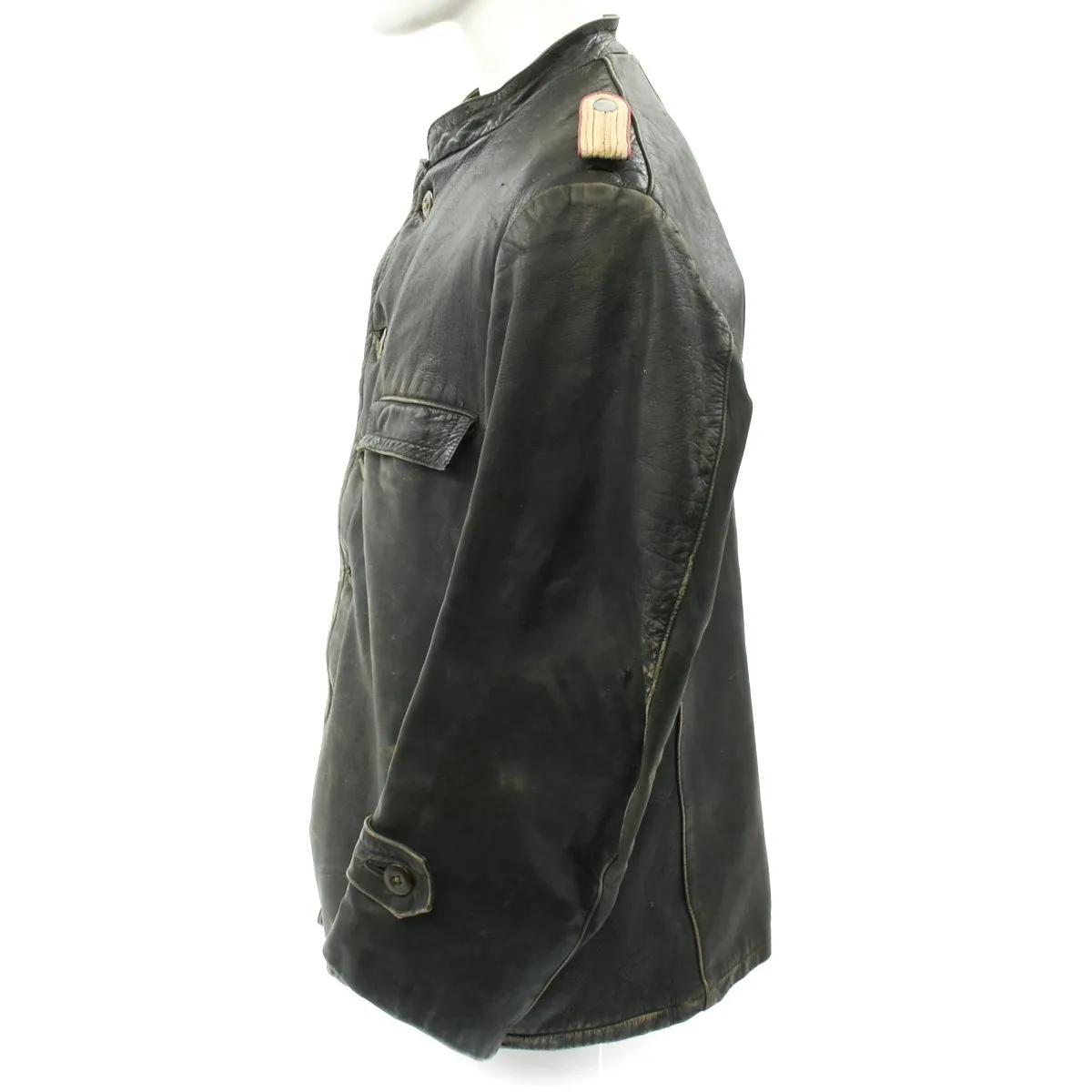 Original German WWII Panzer Officer Black Leather Jacket