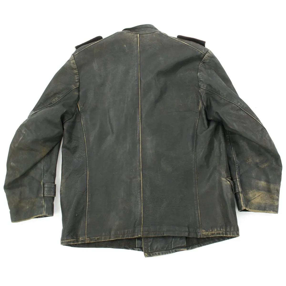 Original German WWII Panzer Officer Black Leather Jacket