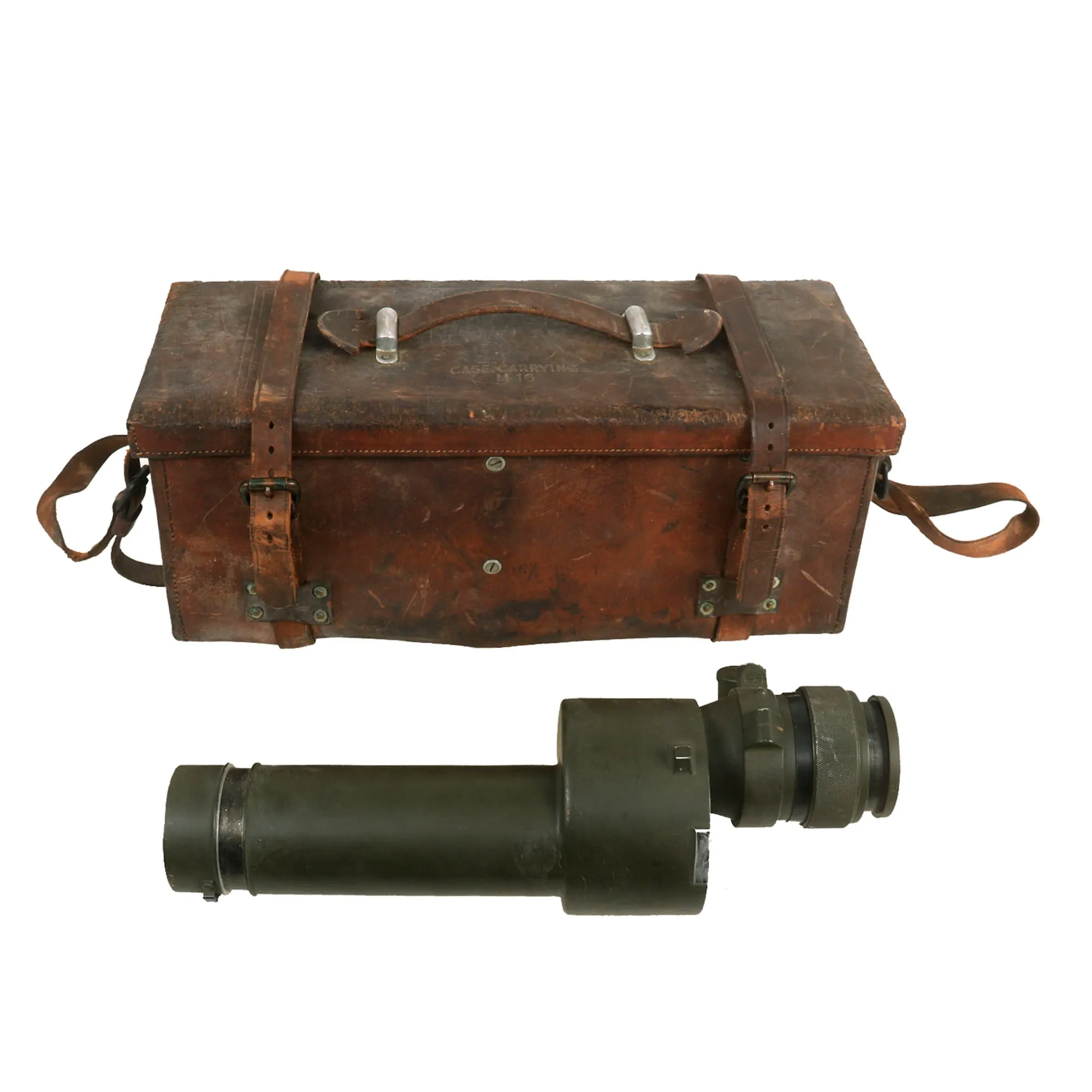 Original U.S. WWII 1943 Dated M31 Eight Power Day Sight Tank Telescope With Original Leather Carry Box - Formerly A.A.F. Tank Museum Collection