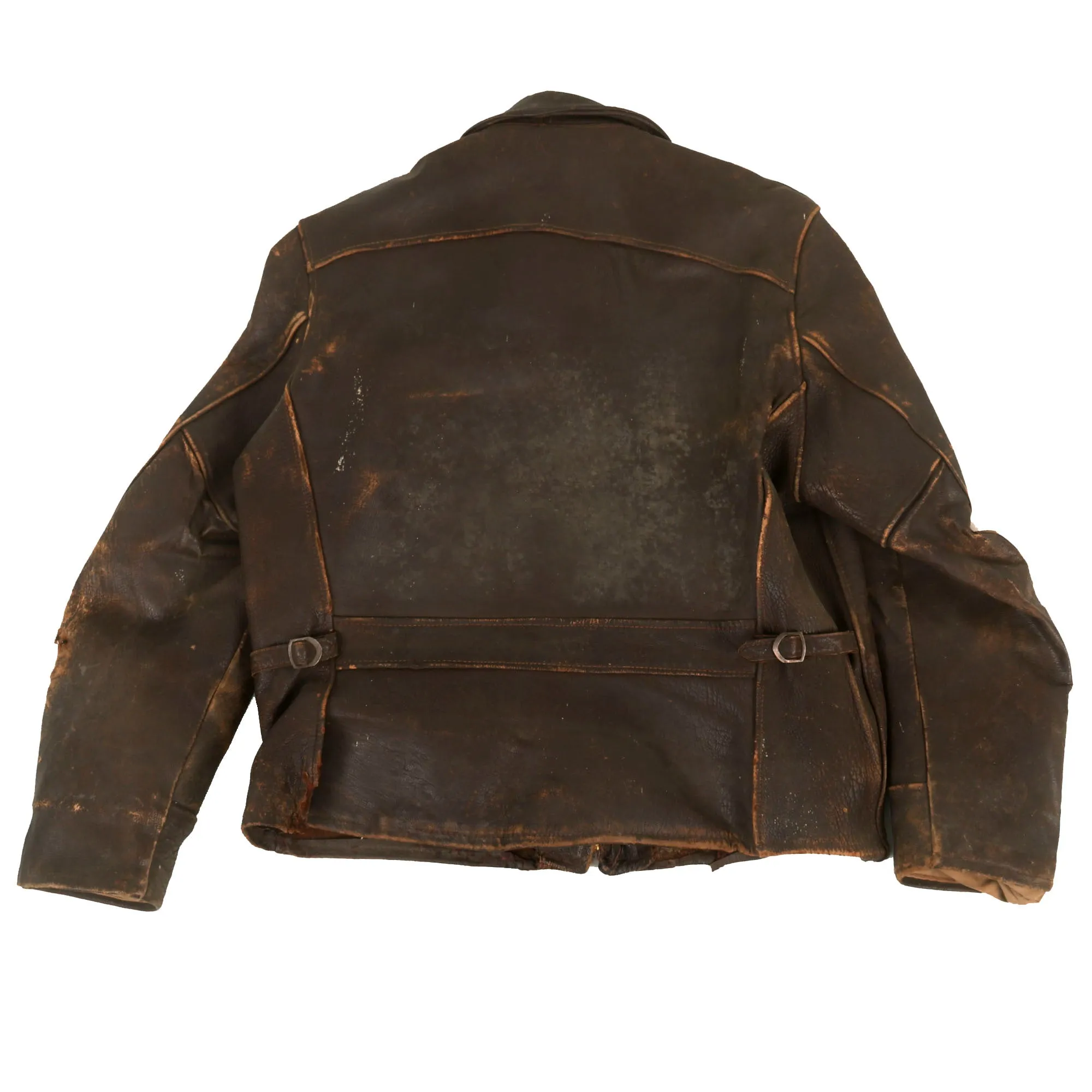 Original U.S. WWII Armored 191st Tank Battalion Army Painted Leather Jacket - 80th Infantry Division Insignia & Corporal Chevrons