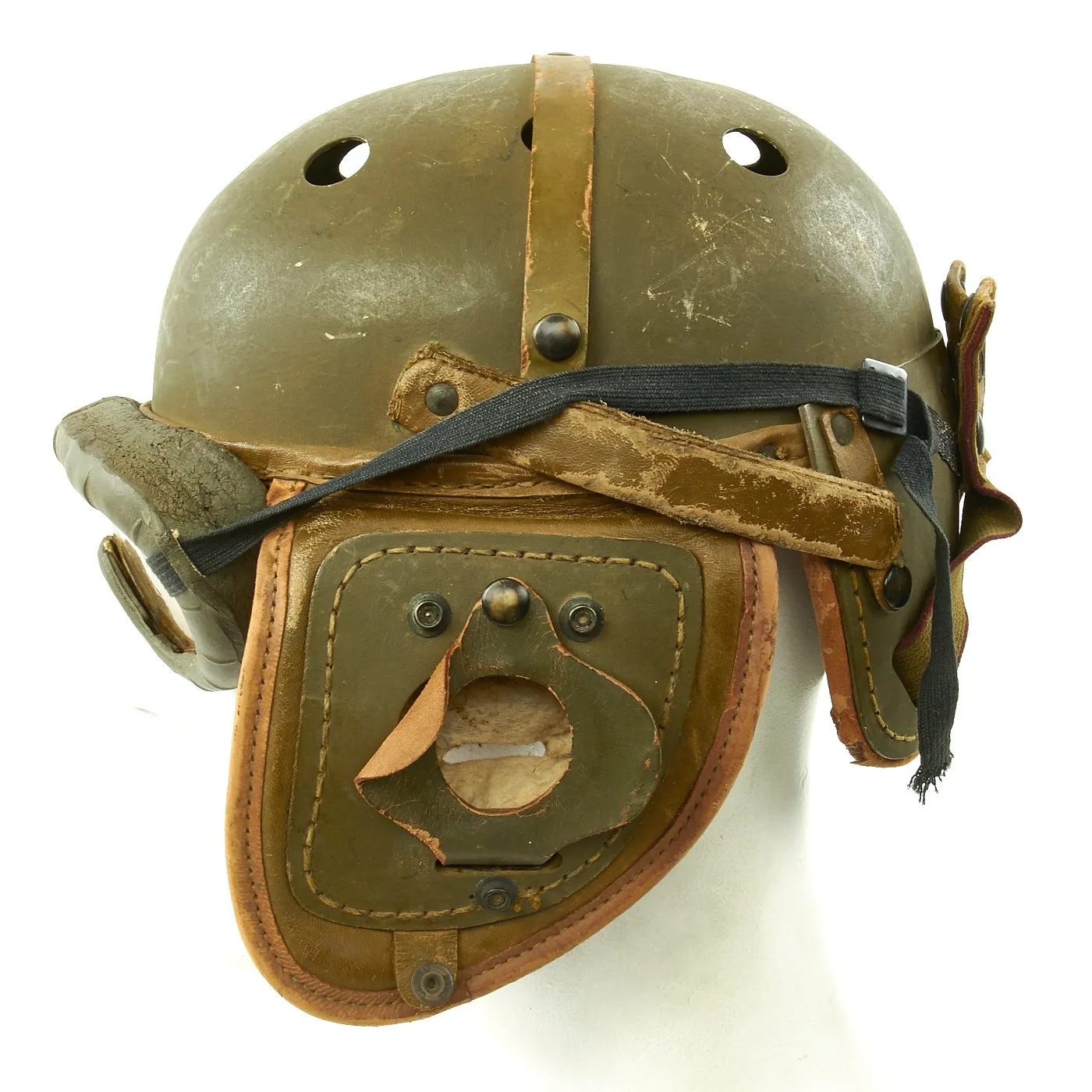 Original U.S. WWII Experimental T19E1 Tank Crew Helmet Liner with Chinstrap