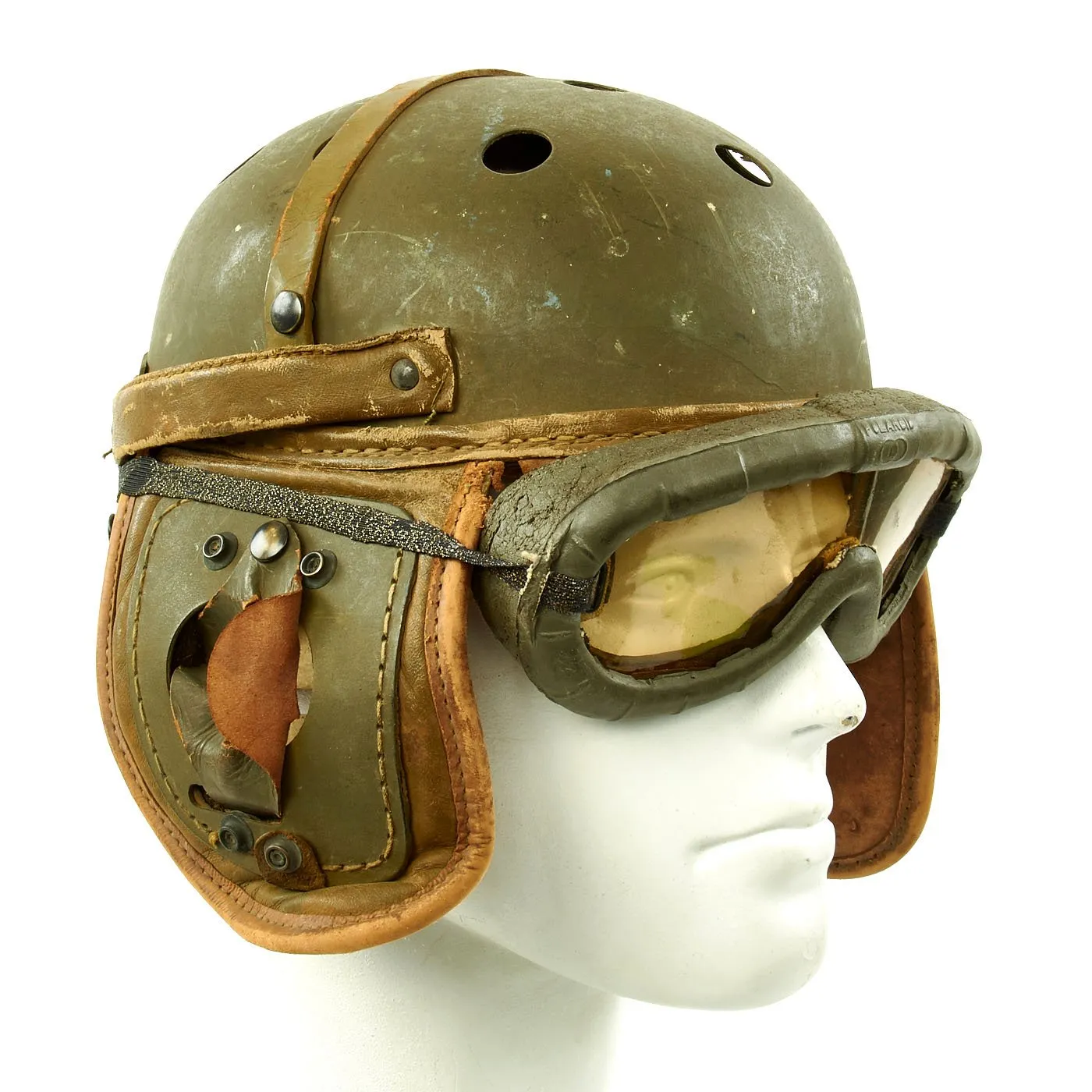 Original U.S. WWII Experimental T19E1 Tank Crew Helmet Liner with Chinstrap