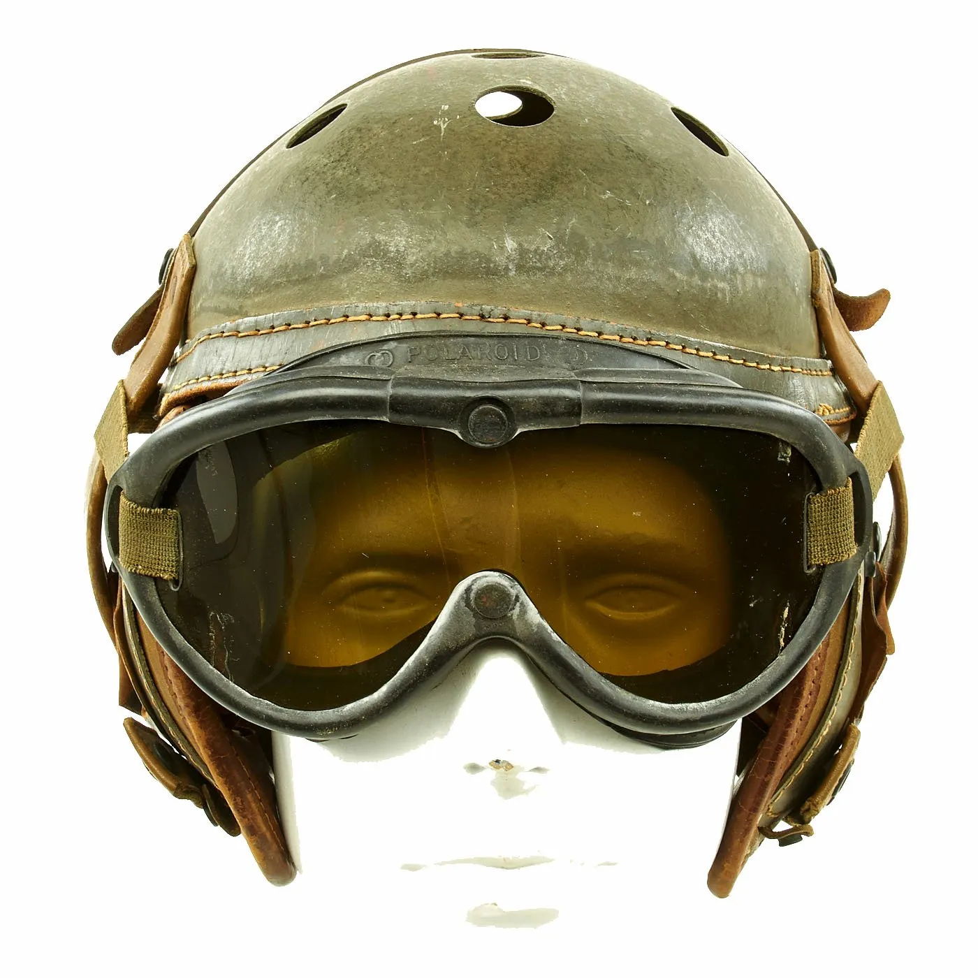 Original U.S. WWII M38 Tanker Helmet by A.G. Spalding & Bros. with M-1944 Polaroid Goggles - Size 7 1/8