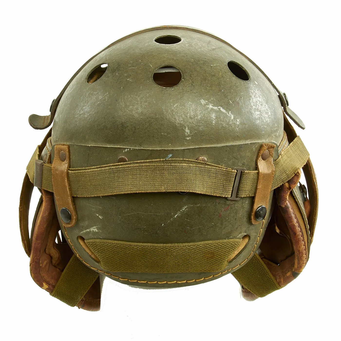 Original U.S. WWII M38 Tanker Helmet by A.G. Spalding & Bros. with M-1944 Polaroid Goggles - Size 7 1/8