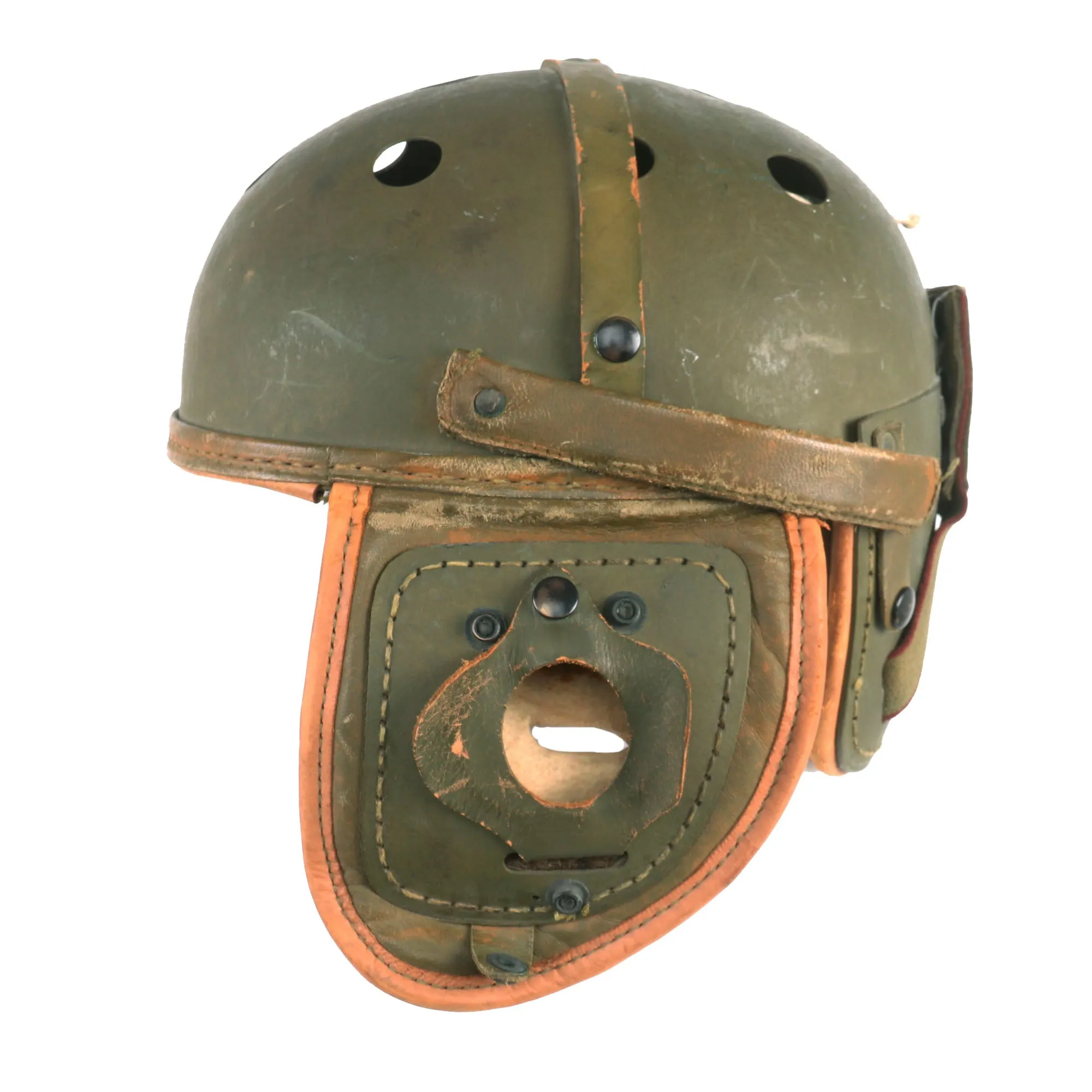 Original U.S. WWII M38 Tanker Helmet by Rawlings Manufacturing Co - Size 7