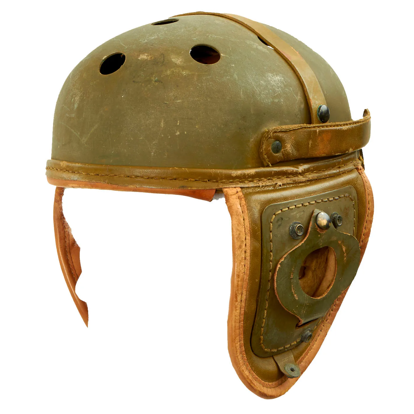 Original U.S. WWII M38 Tanker Helmet by Rawlings - Size 7 3/8