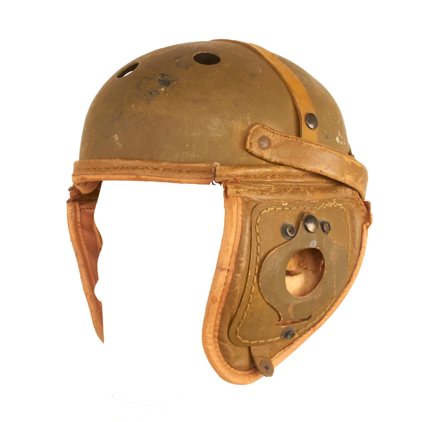 Original U.S. WWII M38 Tanker Helmet by Rawlings With Early War M38 Goggles By Resistal - Size 7 ⅛