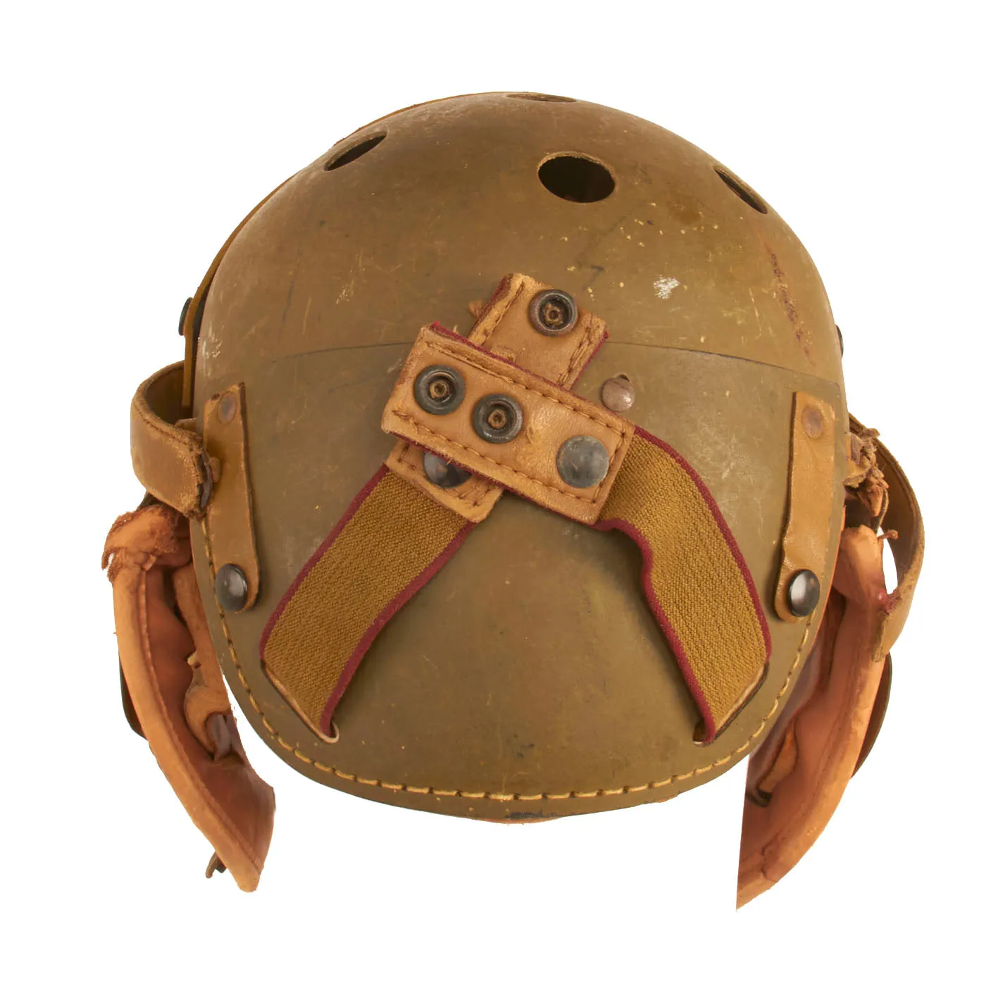 Original U.S. WWII M38 Tanker Helmet by Rawlings With Early War M38 Goggles By Resistal - Size 7 ⅛