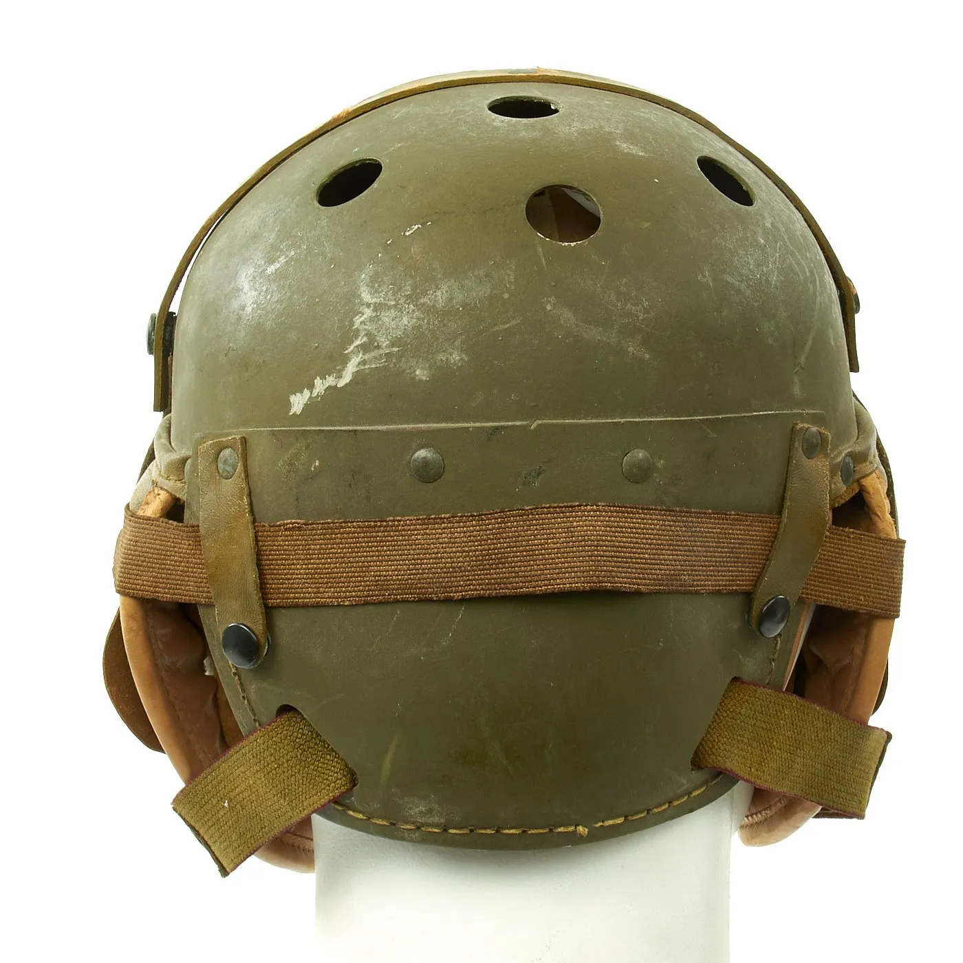 Original U.S. WWII M38 Tanker Helmet by Rawlings with Period Goggles - Size 7 3/8