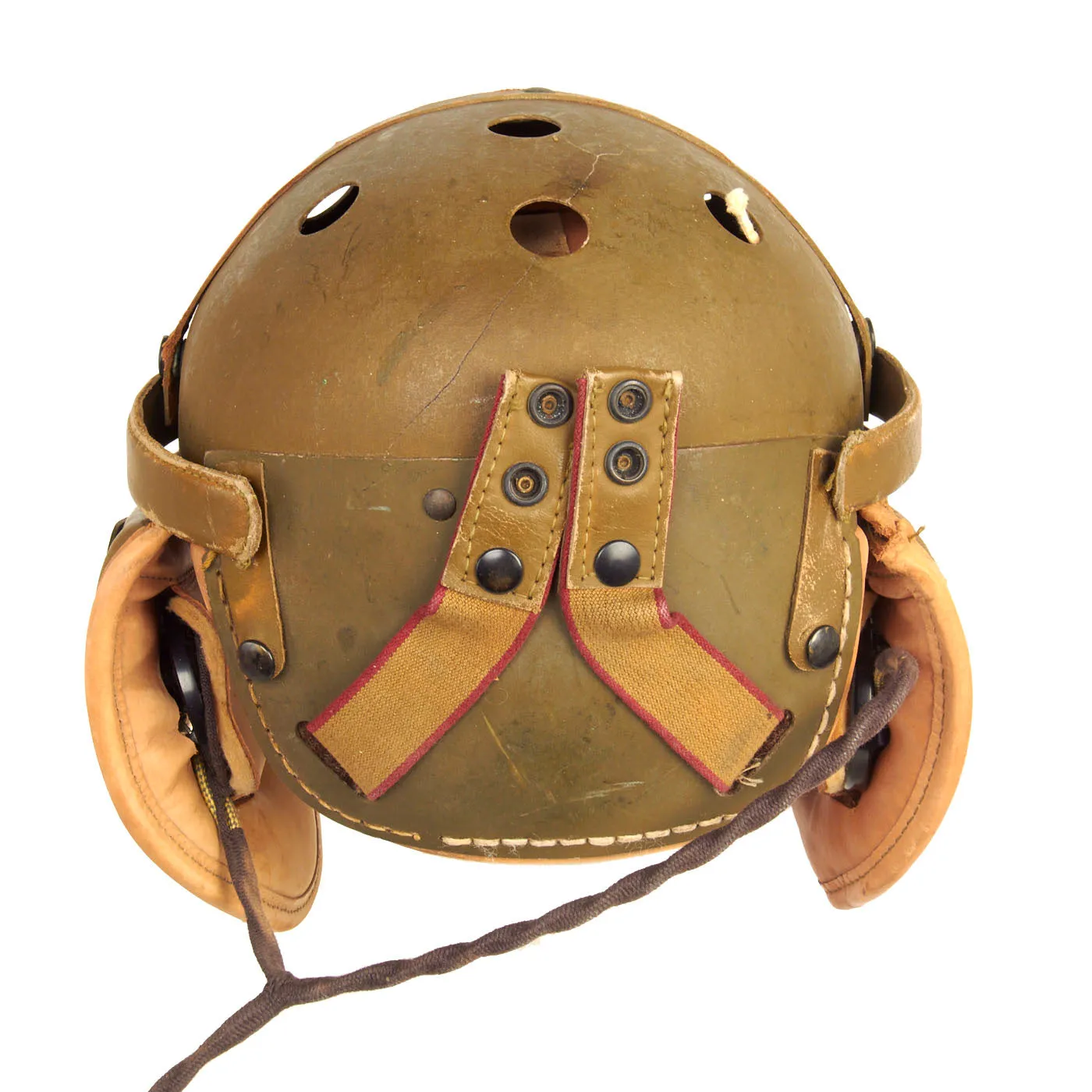 Original U.S. WWII M38 Tanker Helmet by Rawlings with Type R-14 Earphones and Throat Mic