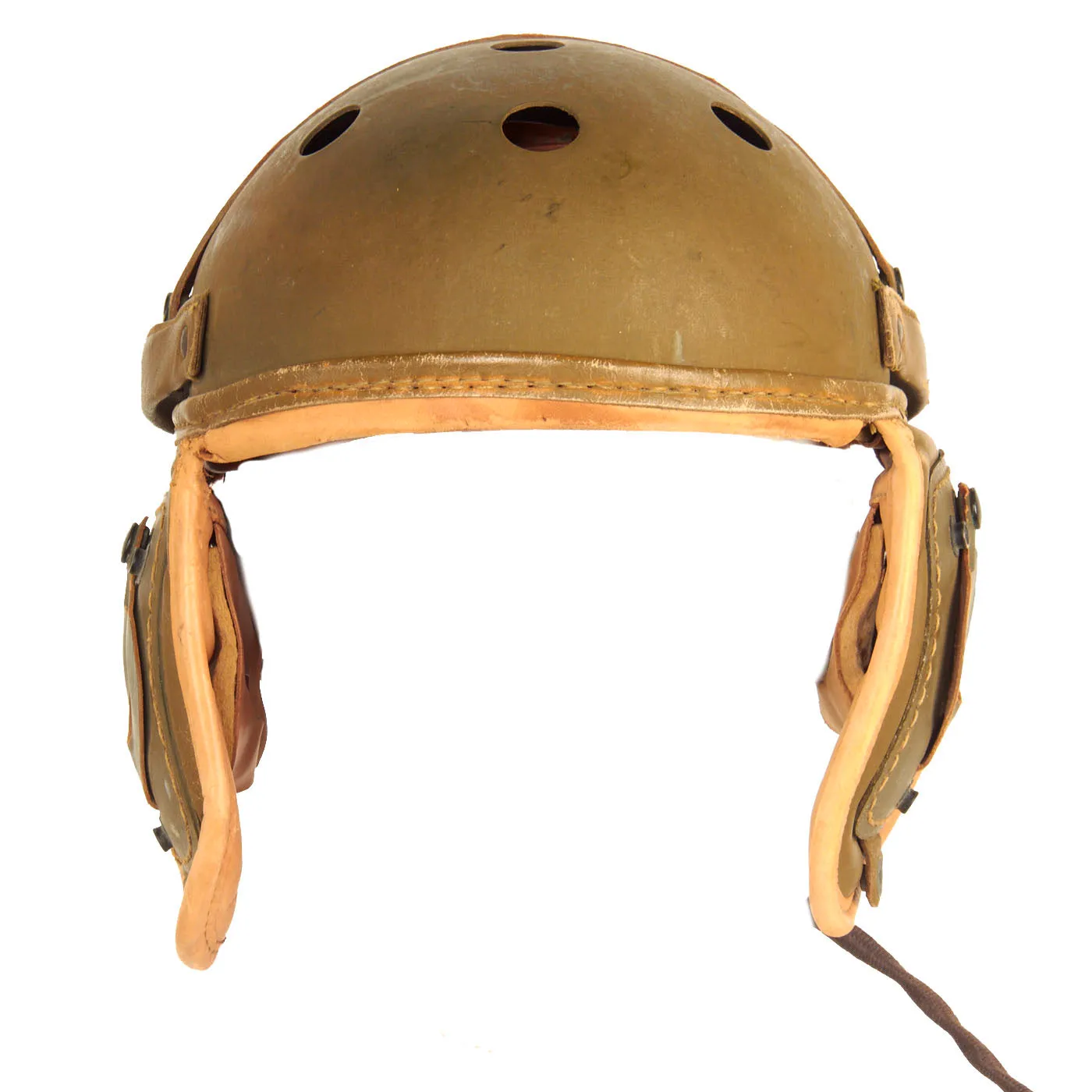 Original U.S. WWII M38 Tanker Helmet by Rawlings with Type R-14 Earphones and Throat Mic