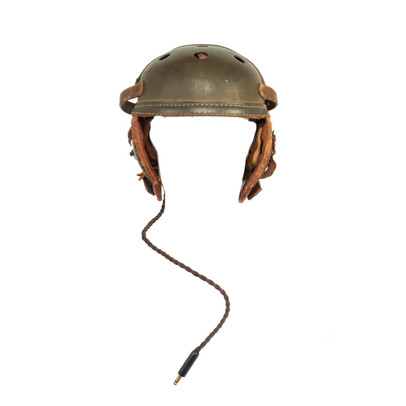 Original U.S. WWII M38 Tanker Helmet by Sears with Earphones and Polaroid Model 1016 Goggles Box Set