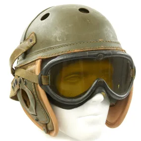 Original U.S. WWII M38 Tanker Helmet by Wilson Athletic Goods with Polaroid Goggles