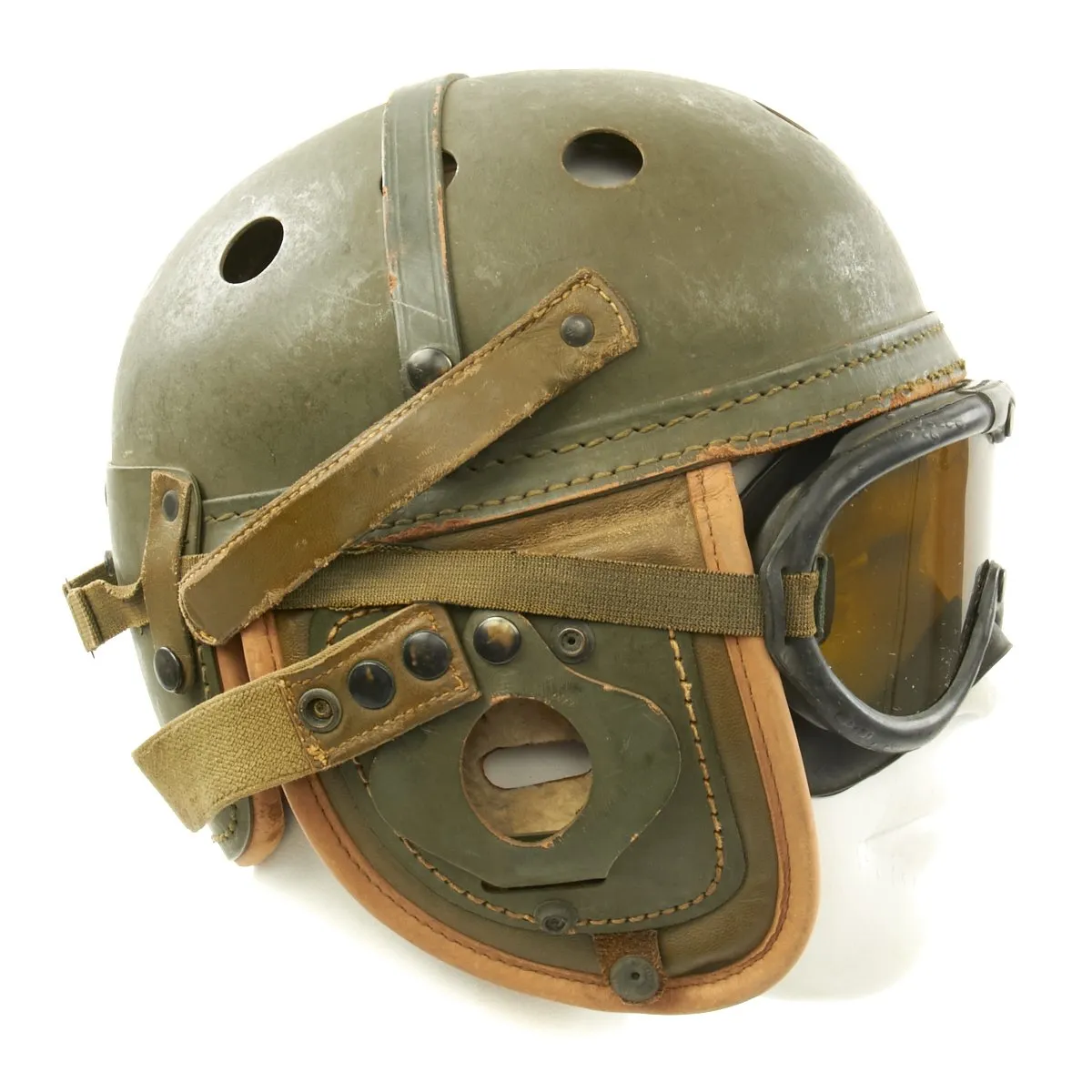 Original U.S. WWII M38 Tanker Helmet by Wilson Athletic Goods with Polaroid Goggles