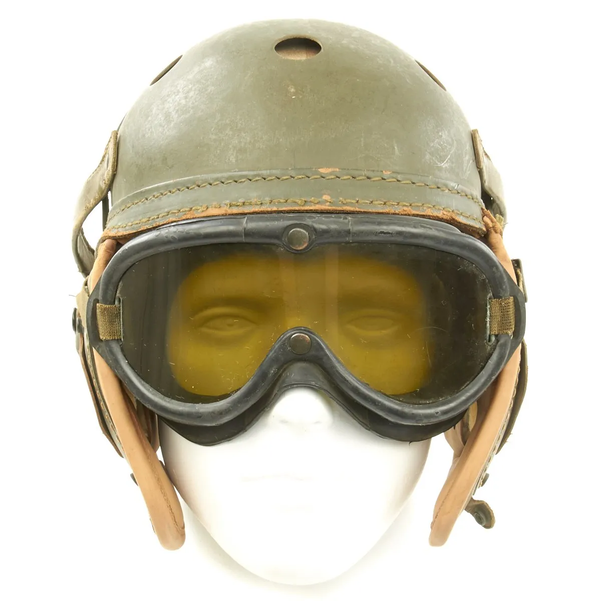 Original U.S. WWII M38 Tanker Helmet by Wilson Athletic Goods with Polaroid Goggles