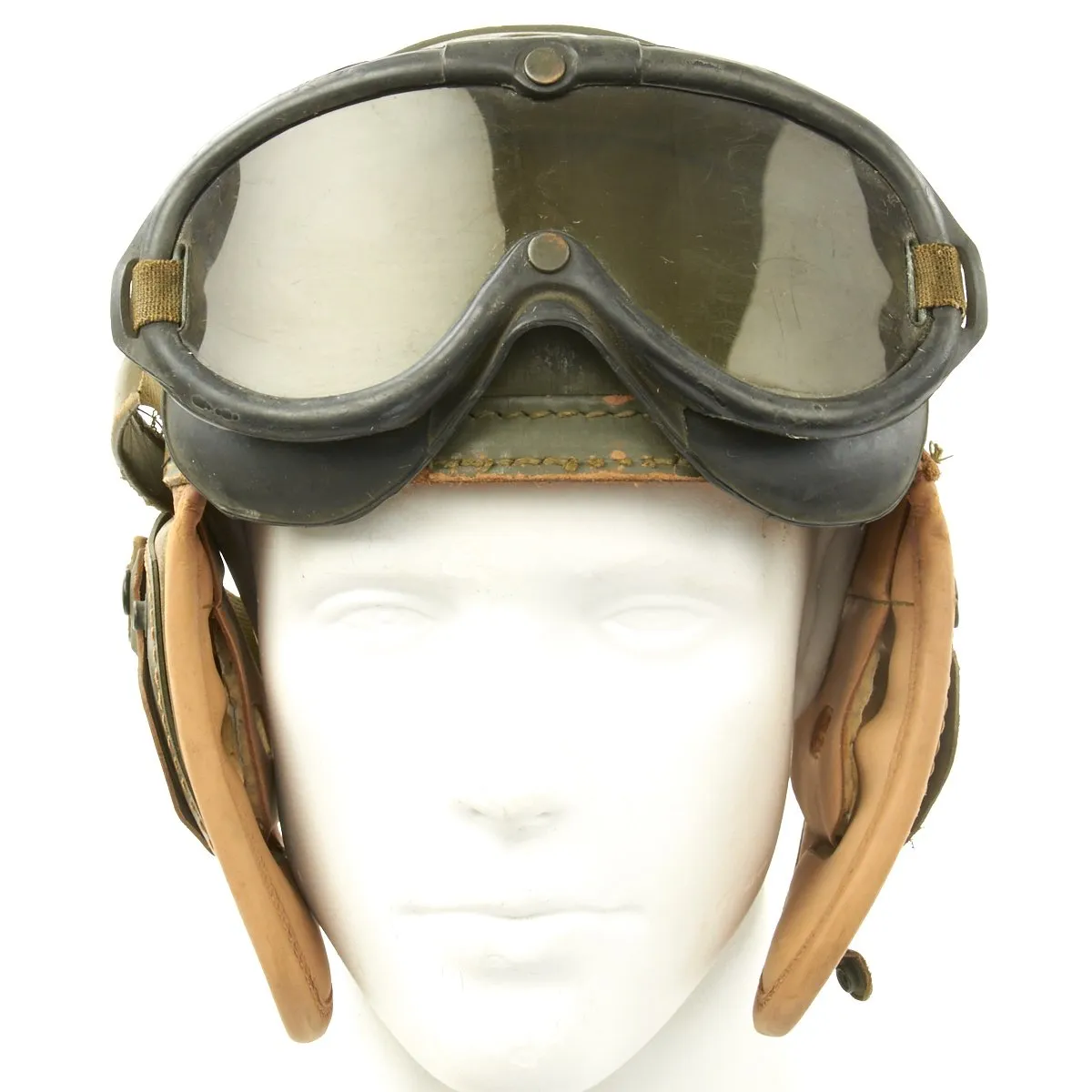 Original U.S. WWII M38 Tanker Helmet by Wilson Athletic Goods with Polaroid Goggles