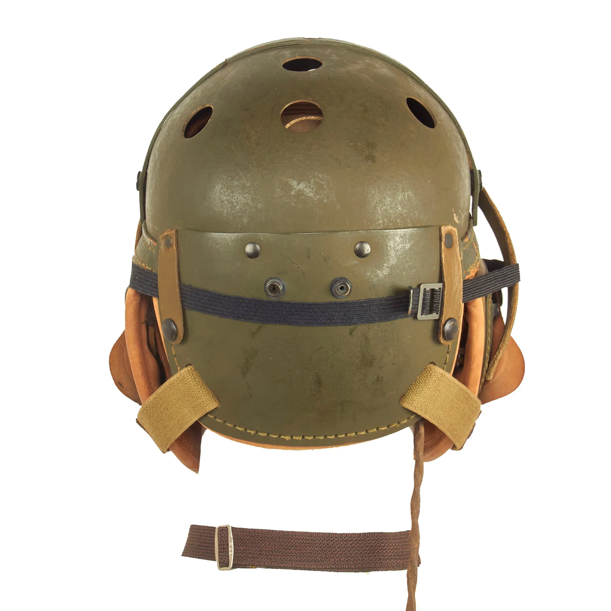 Original U.S. WWII M38 Tanker Helmet by Wilson with Earphones, Throat Mic  and Polaroid Model 1016 Goggles