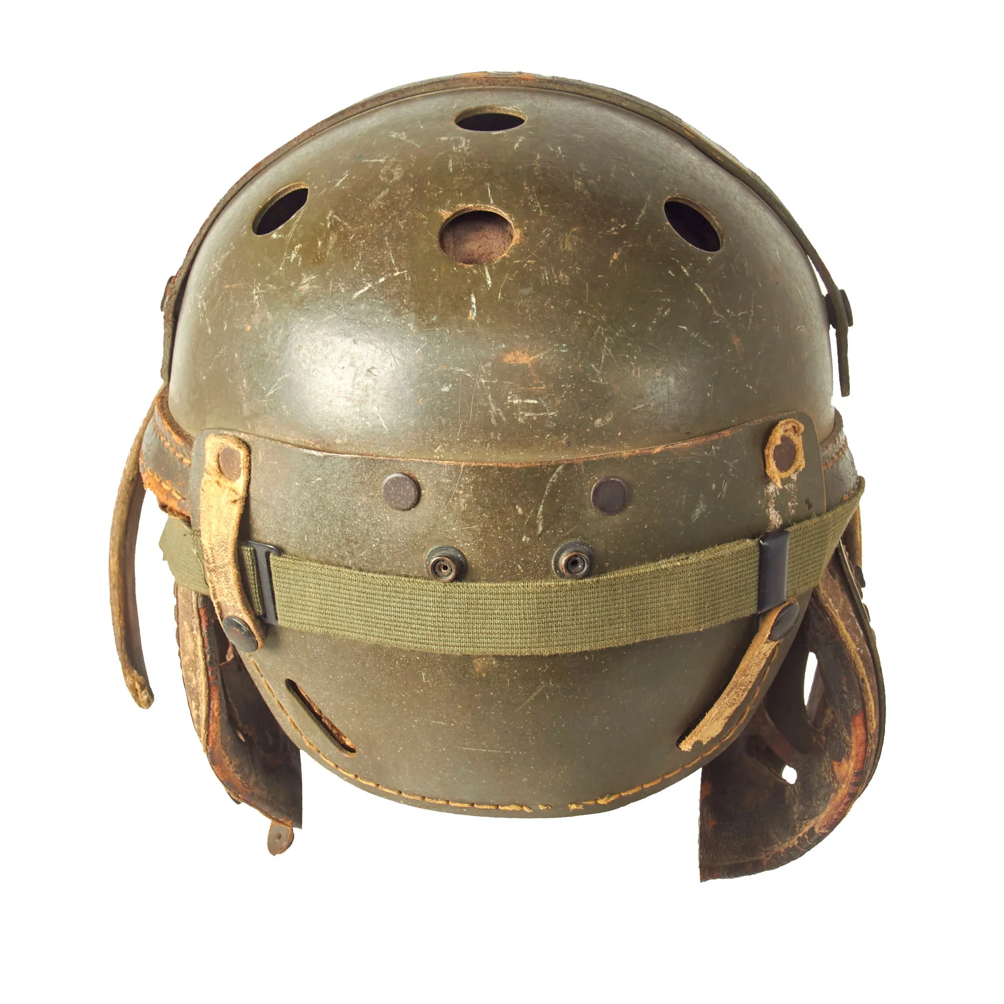 Original U.S. WWII Service Worn M38 Tanker Helmet with M1944 Goggles